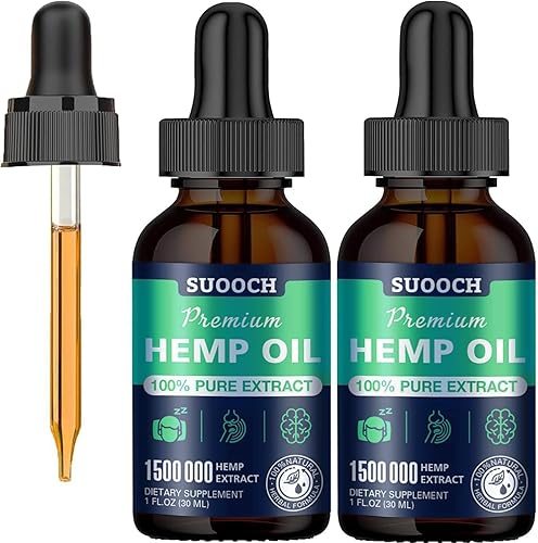 Aceite de cáñamo de alta potencia promueve la comodidad de las articulaciones, máxima fuerza, 100% orgánico, gotas de aceite de cáñamo, paquete de 2