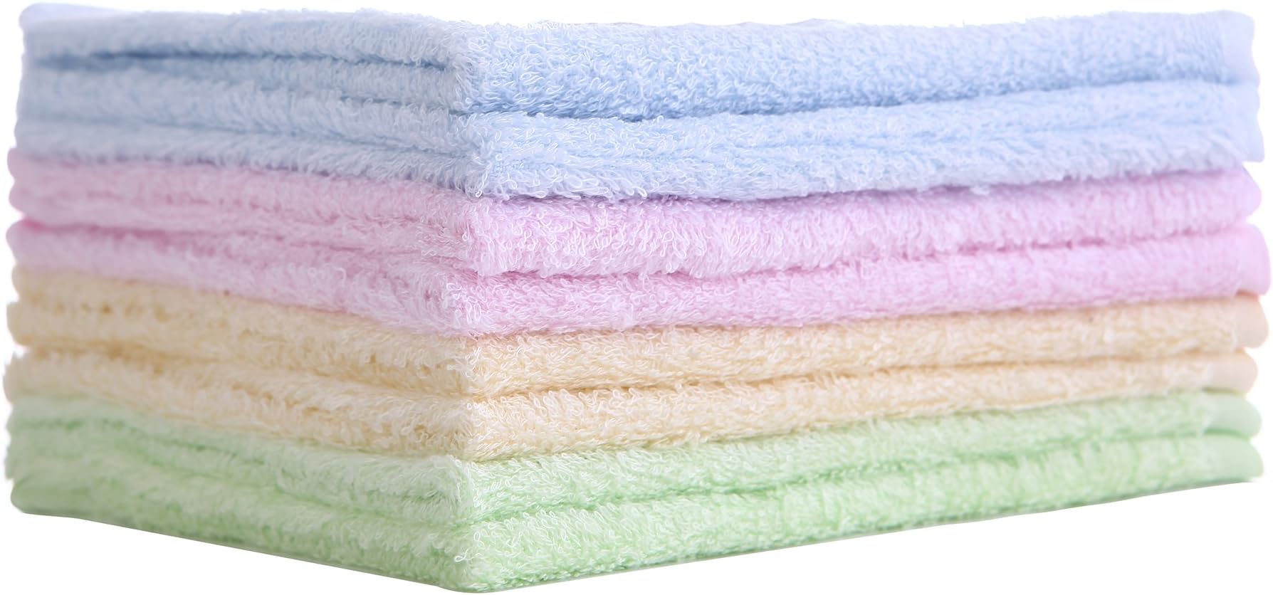 Taprilt 100% Bamboo Washcloths, 11.5"x11.5", Face Cloths, Hypoallergenic Sensitive Skin Baby Wipes, Suitable for Kids, Set of 8, (Pink, Green, Blue, Yellow)