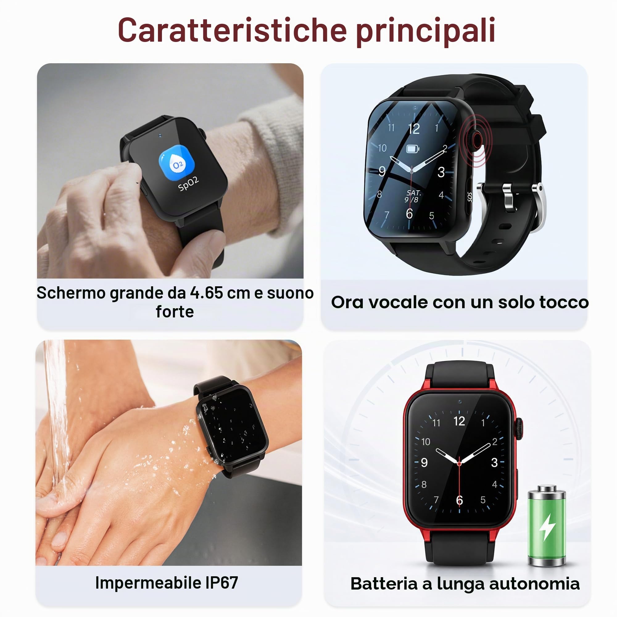 Smartwatch Anziani 4G con SOS, Rilevamento Cadute e Localizzazione GPS, Videochiamata, Chiamata Bidirezionale, IP67, Orologio Salvavita per Persone Anziane, Carta SIM Richiesta (Nero)