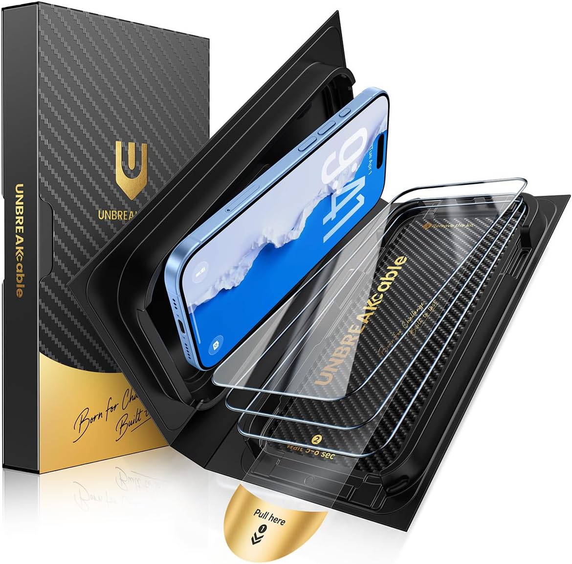 UNBREAKcable iPhone 17 Screen Protector [3-Pack], Tempered Glass with Auto-Align Tech for Easy Install, 9H+ Hardness, Anti-Fingerprint, Ultra-Clear, Full-Coverage Protection, 6.3-Inch