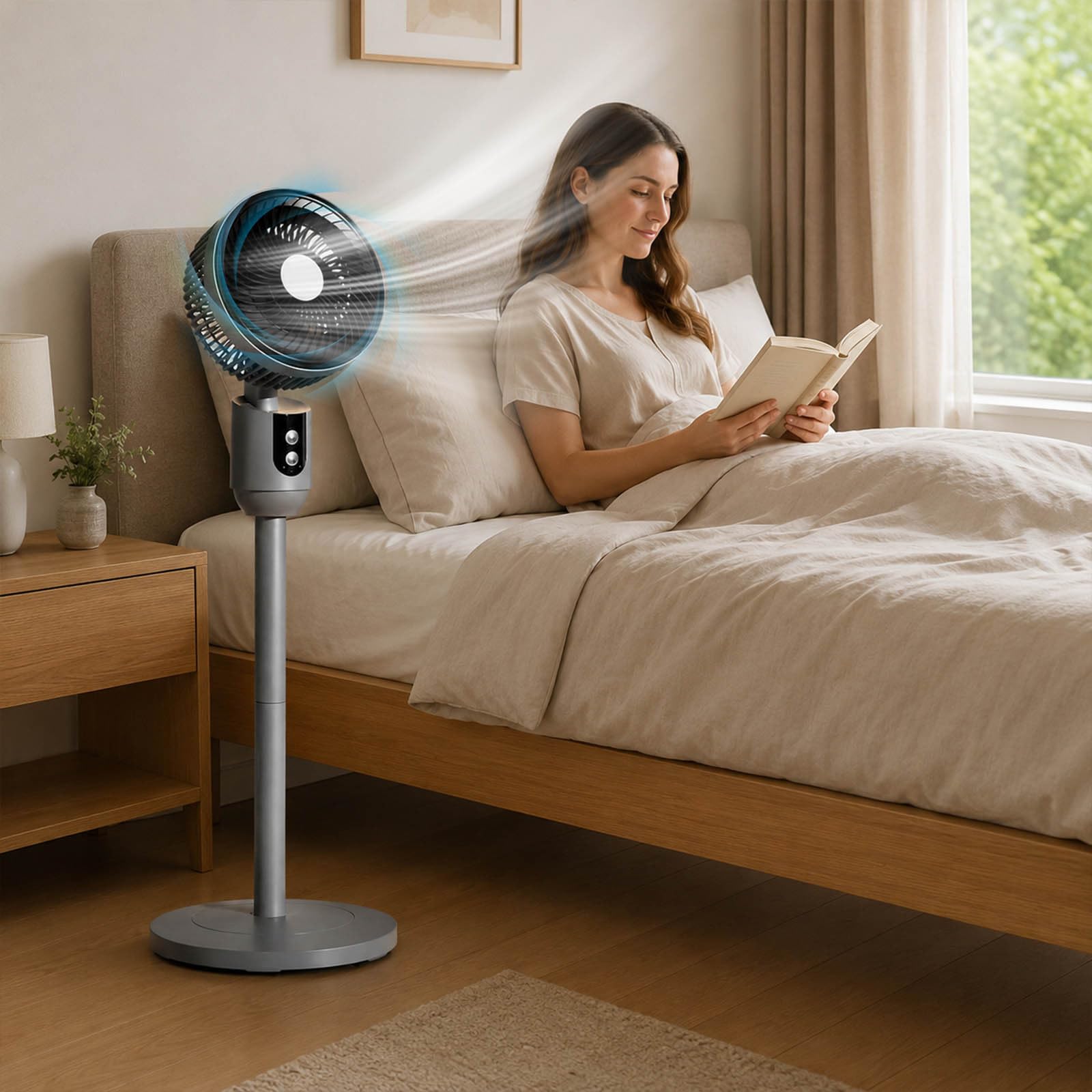 Tragbarer Stand-USB-Ventilator, höhenverstellbar, leise Luftzirkulation, für Zuhause, Schlafzimmer, Schreibtisch, Arbeitsplatz, mit oszillierendem Kopf, mehrere Geschwindigkeitsstufen