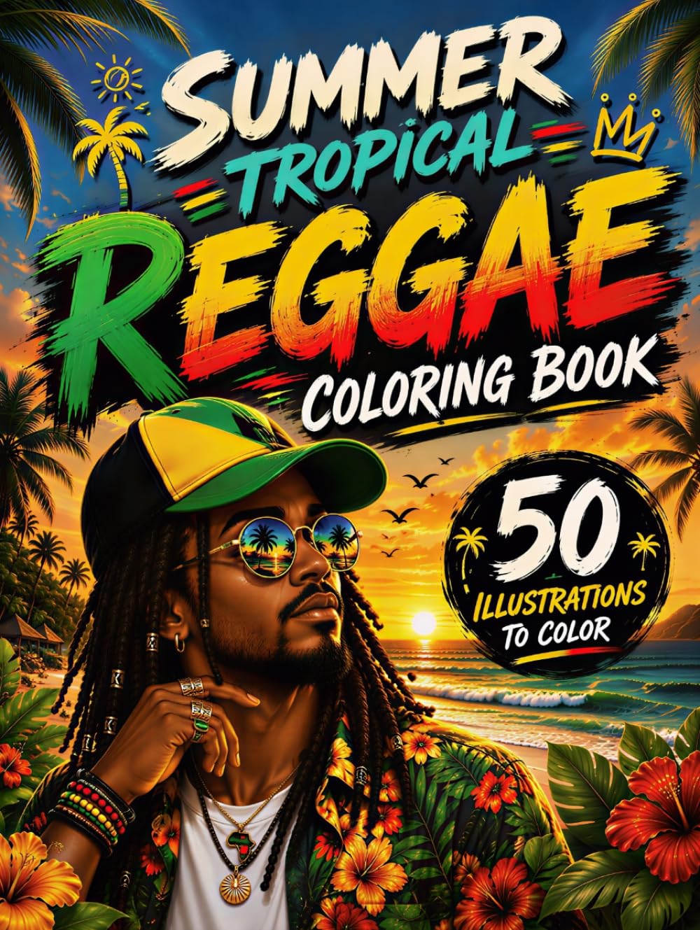 Summer Tropical Reggae Coloring Book: 50 Beach Escapes, Island Paradise Scenes, Palm Trees, Ocean Views, Exotic Wildlife & Caribbean Adventures (Tropical Summer Collection)
