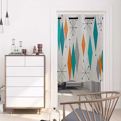 Miniatura 3 de Futuregrace Cortinas opacas con patrón de diamante moderno de mediados de siglo, para sala de estar, dormitorio, oscurecimiento de ventanas,