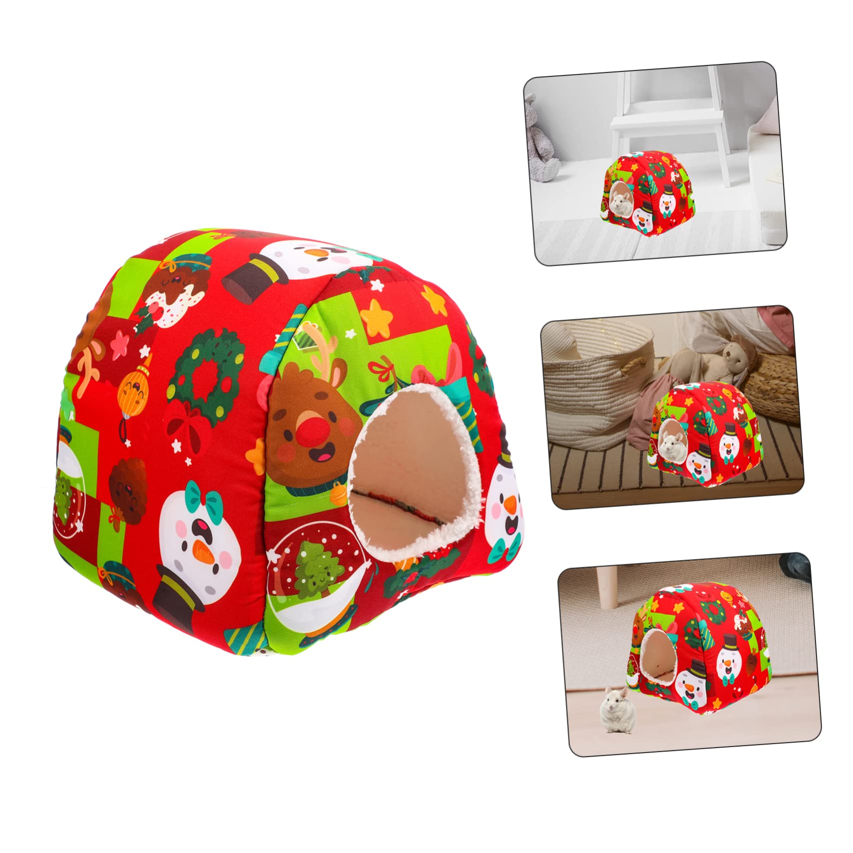 VANZACK 4piezas Aislante para Hámster y Roedores Cama De Invierno Acogedora y Cálida Refugio De Esponja para Hamsters y Diseño Adorable Jaula