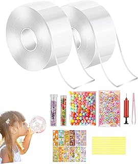 NUDFSY Nano Tape Set - 28 Pcs Kit With Pump, Base Material, Balloon, Glue & DIY Decompression, 9 Cm, White