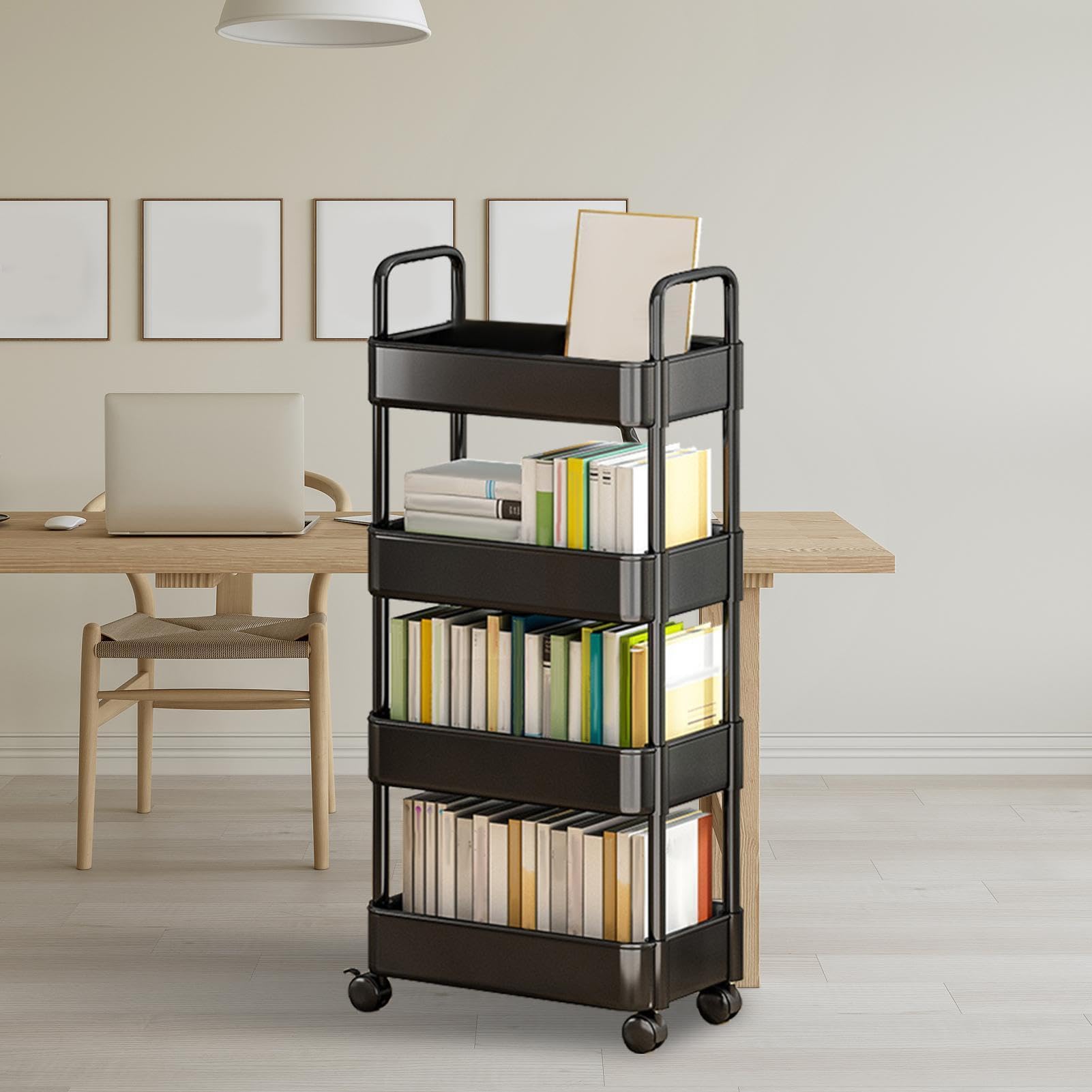 Organizador de carrito rodante, carrito de libros rodantes, carrito de