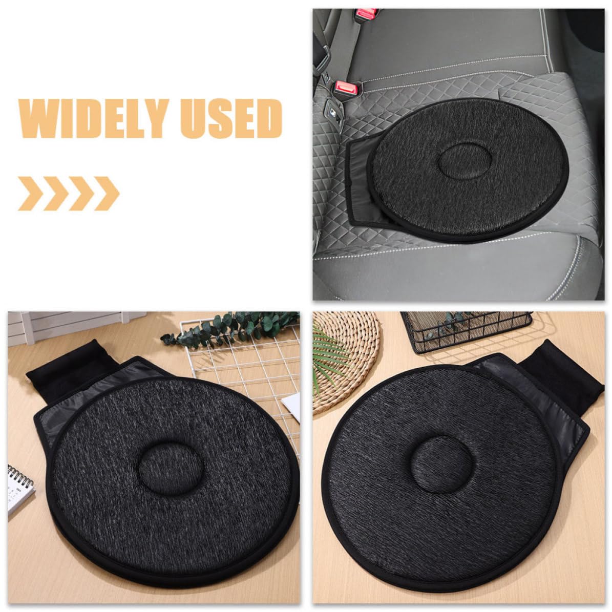 CHILDWEET 2 Piezas Cojín Giratorio para Asiento de Coche, Negro, Tejido
