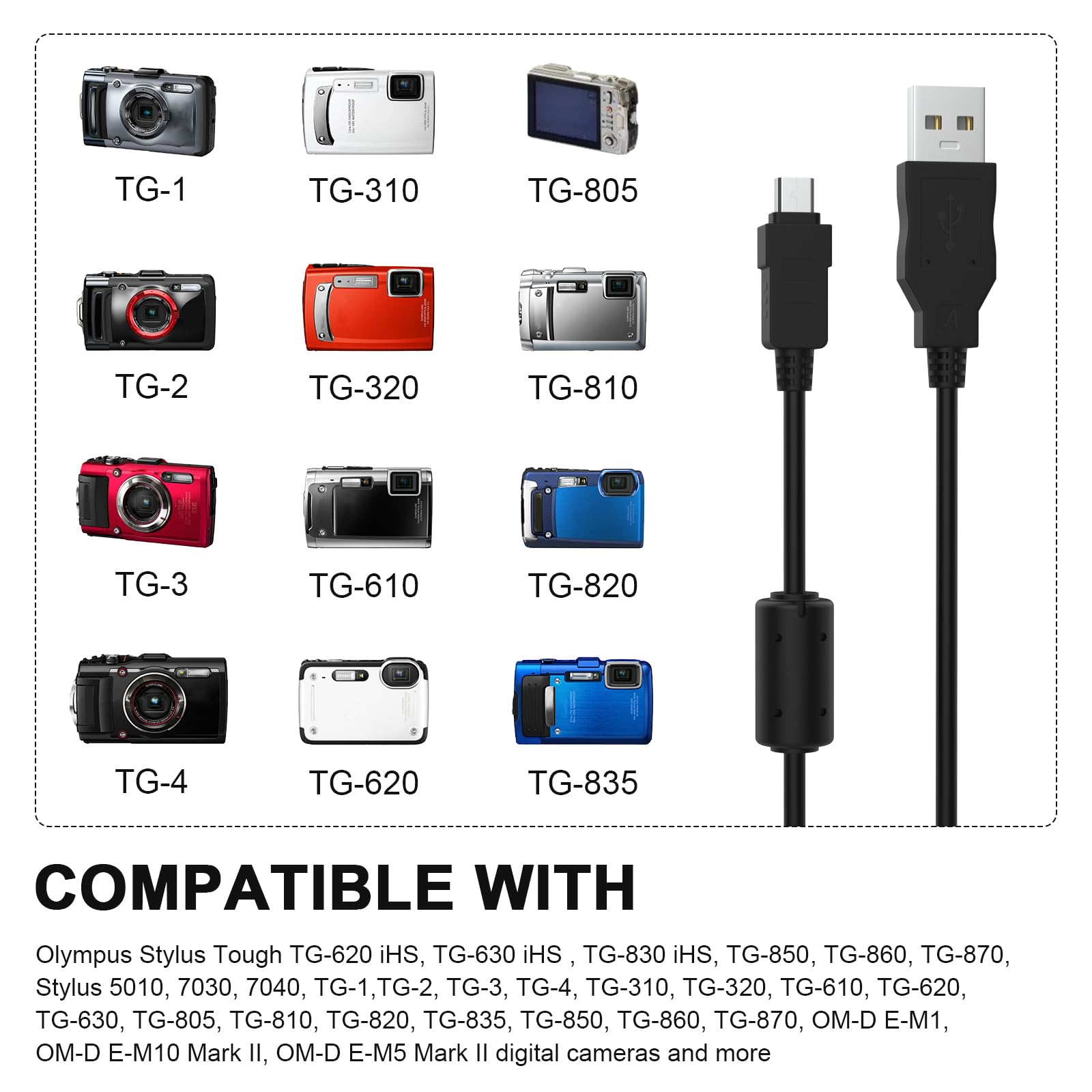 Amazon.com: Puiixur USB Camera Data Charger Charging Cable Cord