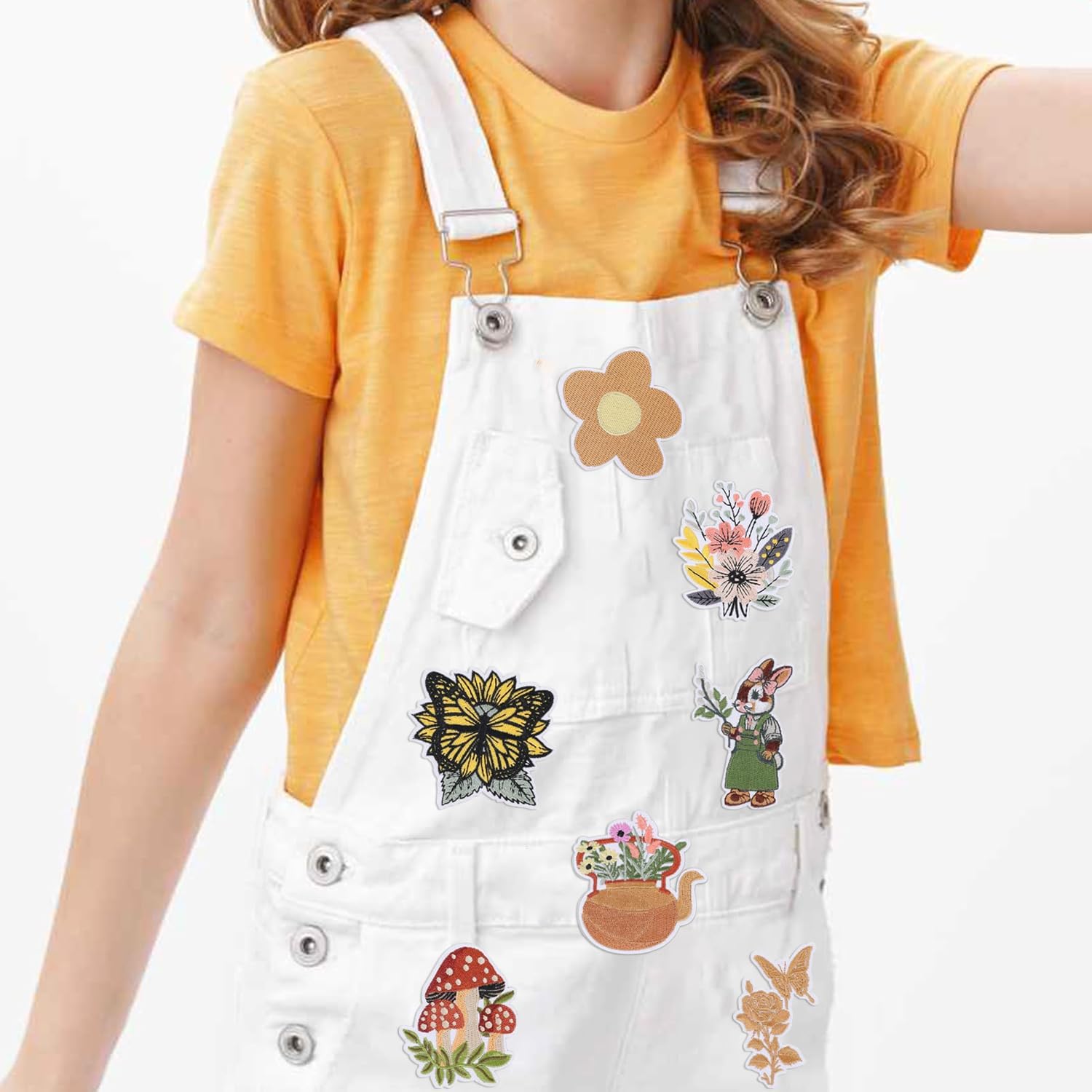 20Pcs Vintage Iron on Patches Cute Boho Sew on Embroidered Applique Patches Flower Butterfly Embroidery Repair Decoractive Patches DIY Crafts Sewing Patches Decorations for Clothes Jackets Backpacks