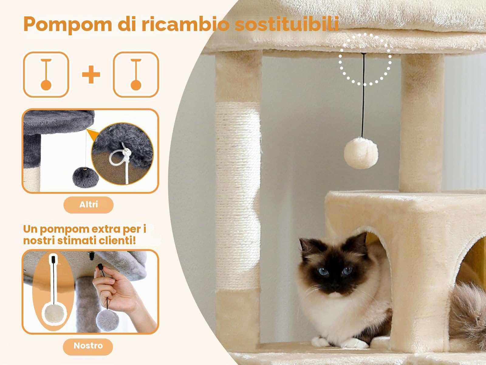 PAWZ Road Albero per gatti da 143 cm, con struttura in metallo, grande amaca per gatti da 143 cm, torre per gatti grandi con tiragraffi e posatoio superiore, centro attività multilivello da 1,4 m, con