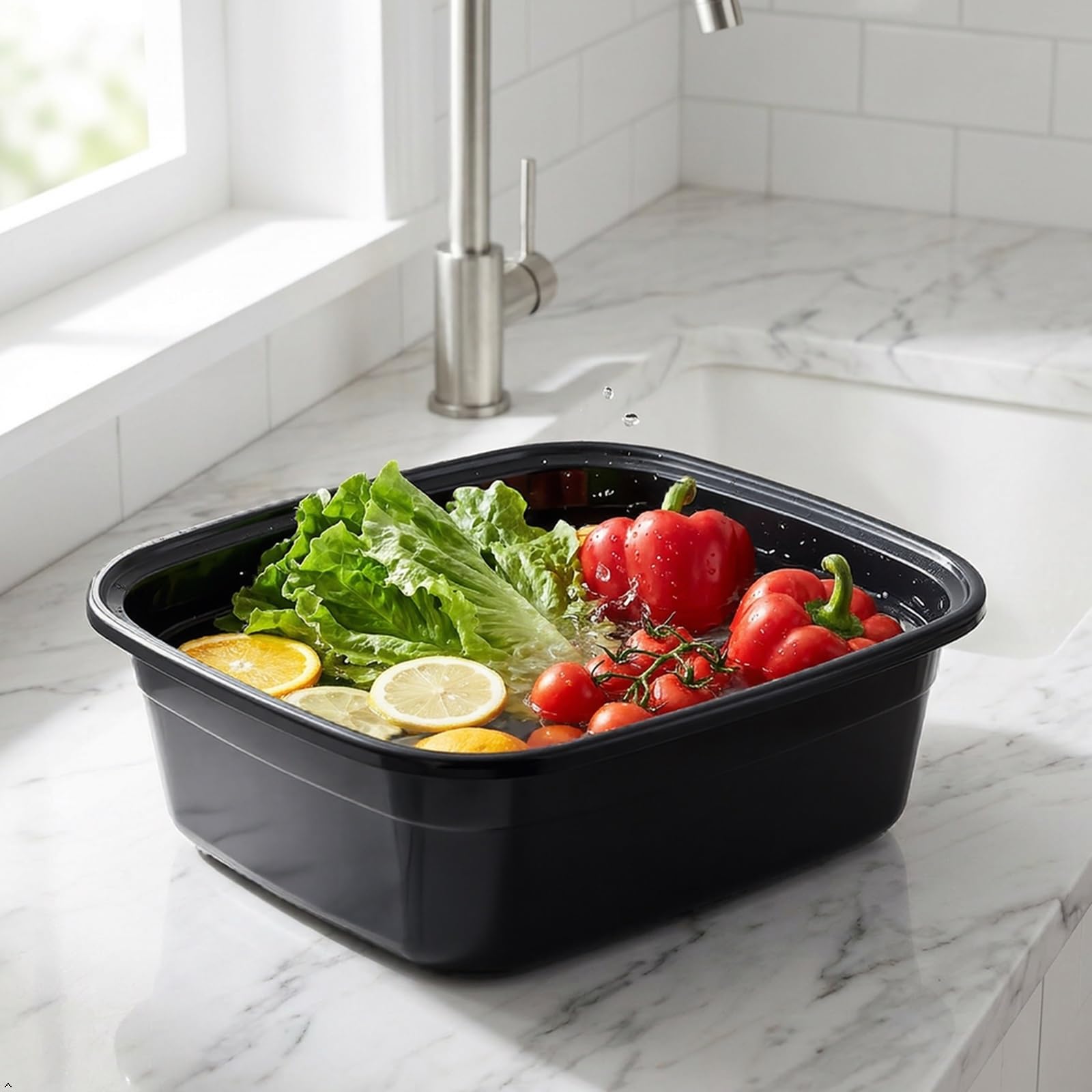 Kekow Sartén de plástico de 14 cuartos de galón, lavabo negro, negro