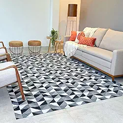 TAPETE 2,00X2,50 QUARTO SALA DE JANTAR RECPÇÃO SALA (Preto Geometrico)