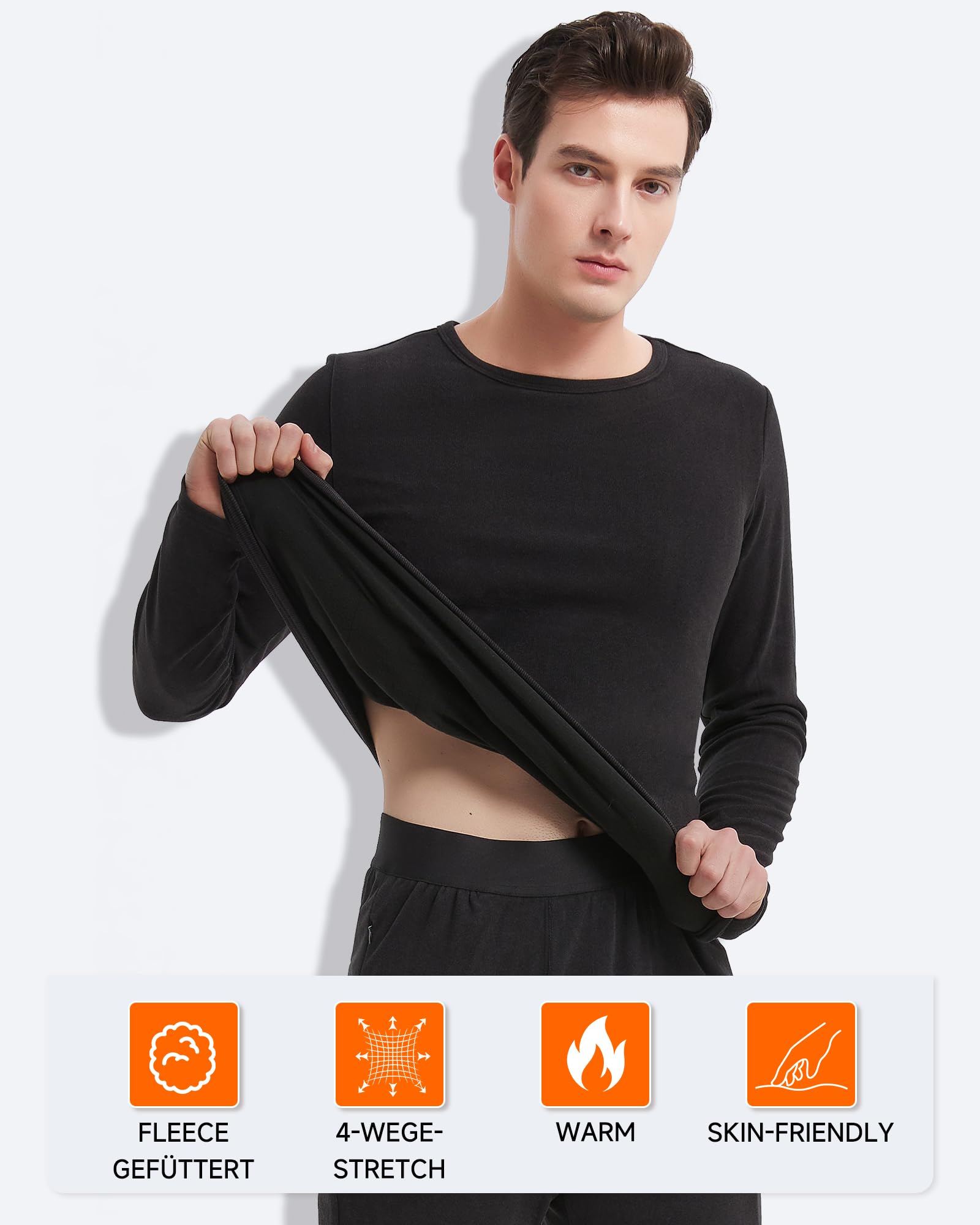 T-shirt chauffant à manches longues pour homme avec Power Bank Poids moyen Sous-vêtements thermiques chauffants Hauts Sous-vêtement thermique électrique Couche de base