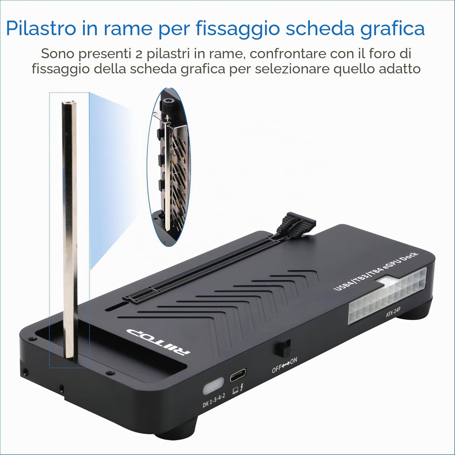 RIITOP Alloggiamento eGPU da 40 Gpbs USB4.0 compatibile con Dock GPU esterno Thunderbolt 4 per scheda grafica PCIe 4.0 X16