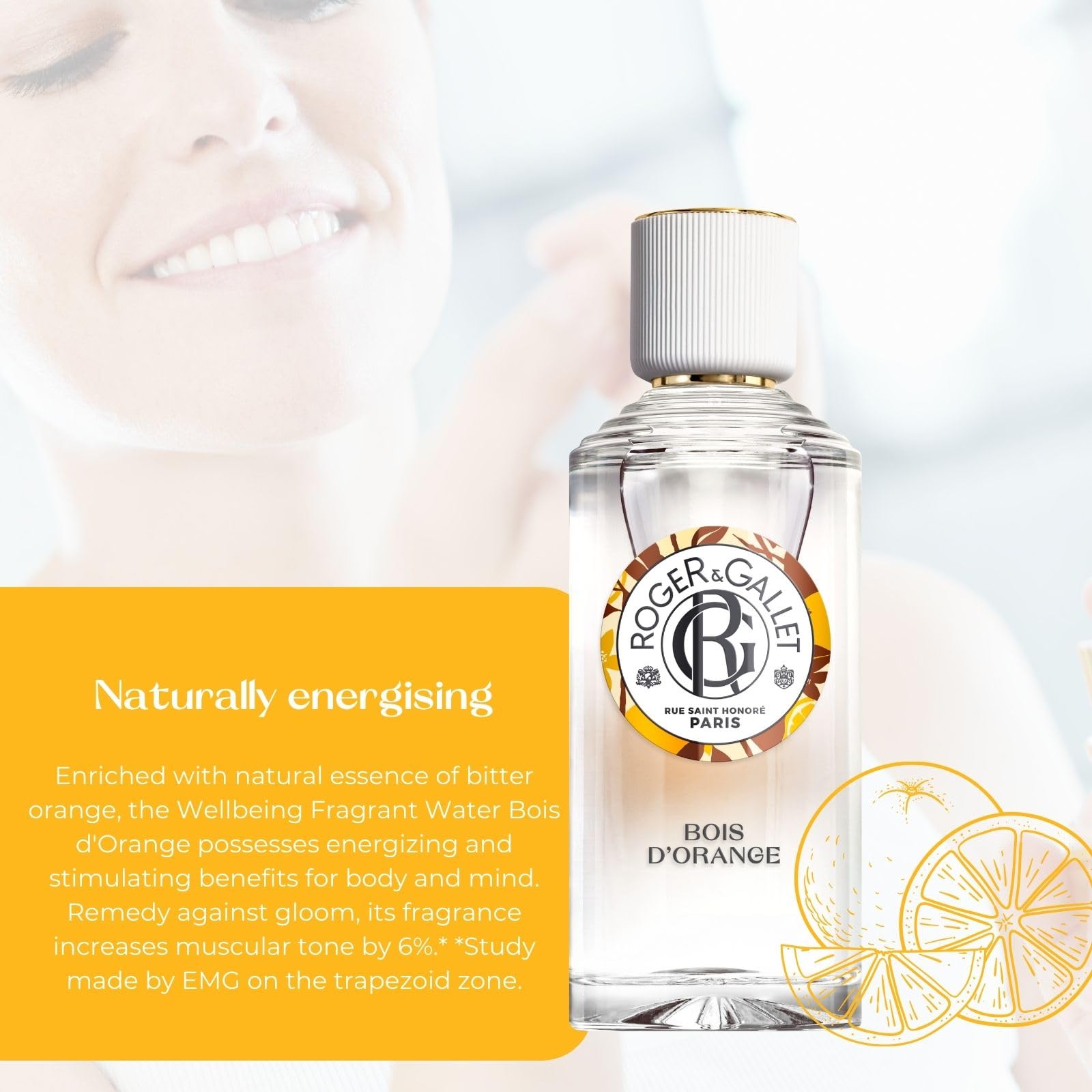 Roger&Gallet - Eau Parfumée Bienfaisante Bois D'Orange - Parfum d’Orange Amère, Patchouli et Bois de Rose - Fragrance Légère et Naturelle - Inspirée de la Formule Originale de l'Eau de Cologne