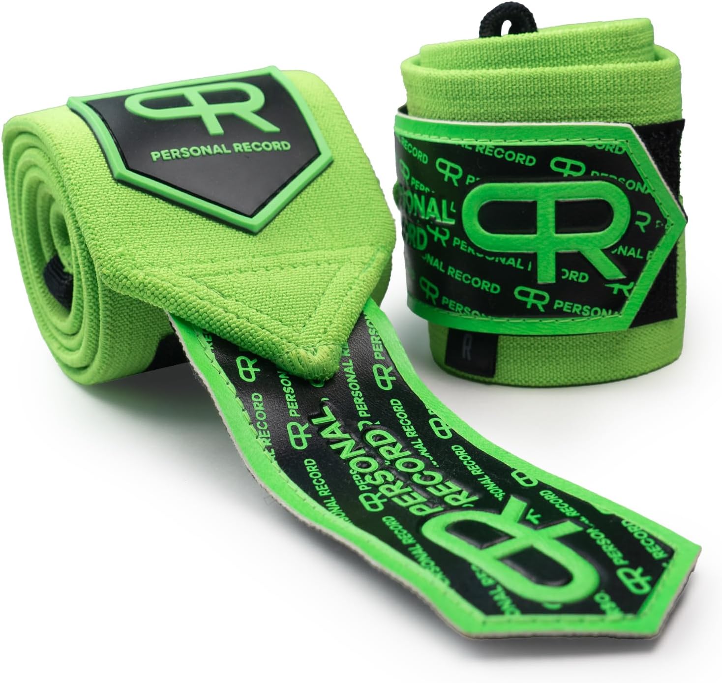 Premium Wrist Wraps and Elbow Wraps Bundle Larry Wheels Weightlifting and Powerlifting, Heavy Duty Construction, Easy to Adjust (Neon)