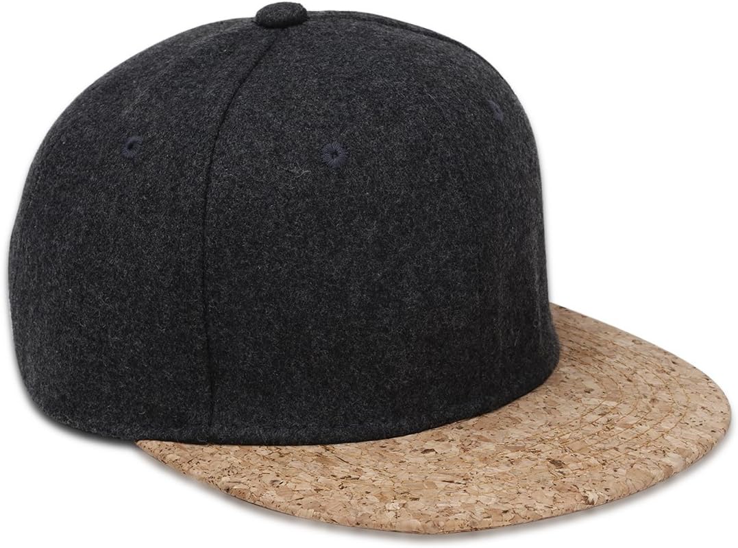 Woolen Flat Bill Cap Fashionable & Minimalist Splicing Hit Color Baseball Cap Snapback Hats For Women Adjustable CM Dark Gray