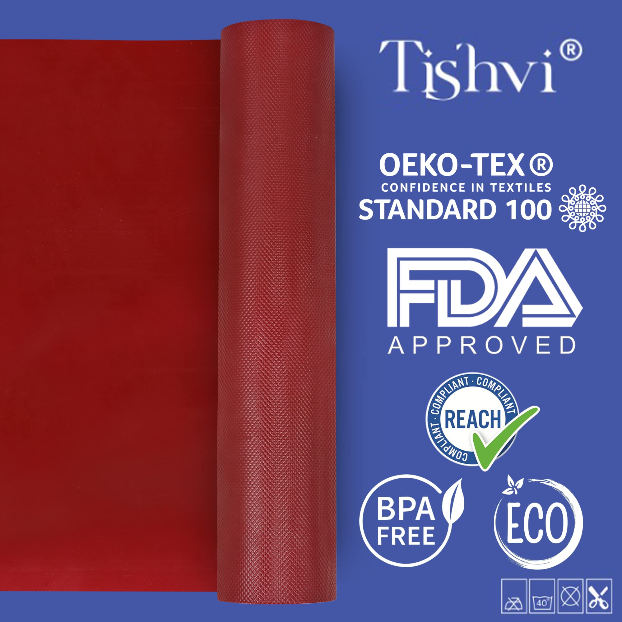 Tishvi Shelf Liner Kitchen Drawer Mats Anti Slip mat for Kitchen 60x300CM, Non Adhesive EVA Material Fridge Liners Table Mats for Cupboard Cabinet Drawer Trolly Liner (Maroon Diamond, 60x300 cm) 4