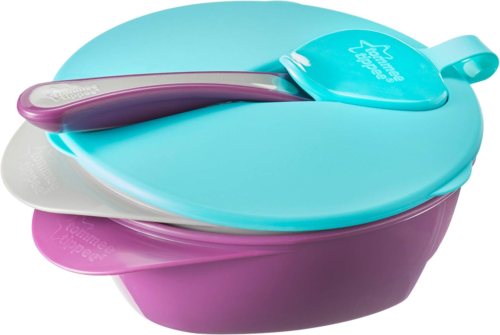 Easiscoop Feeding Bowls with Lid and Easy Scoop Spoon, 6m+, Includes 2 Bowls, Dishwasher and Microwave Safe