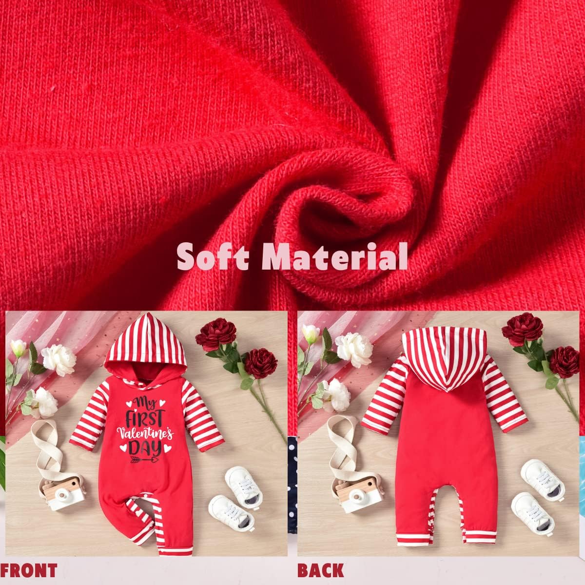 Aalizzwell Newborn Infant Baby Boys Girls Hooded Romper - Image 4