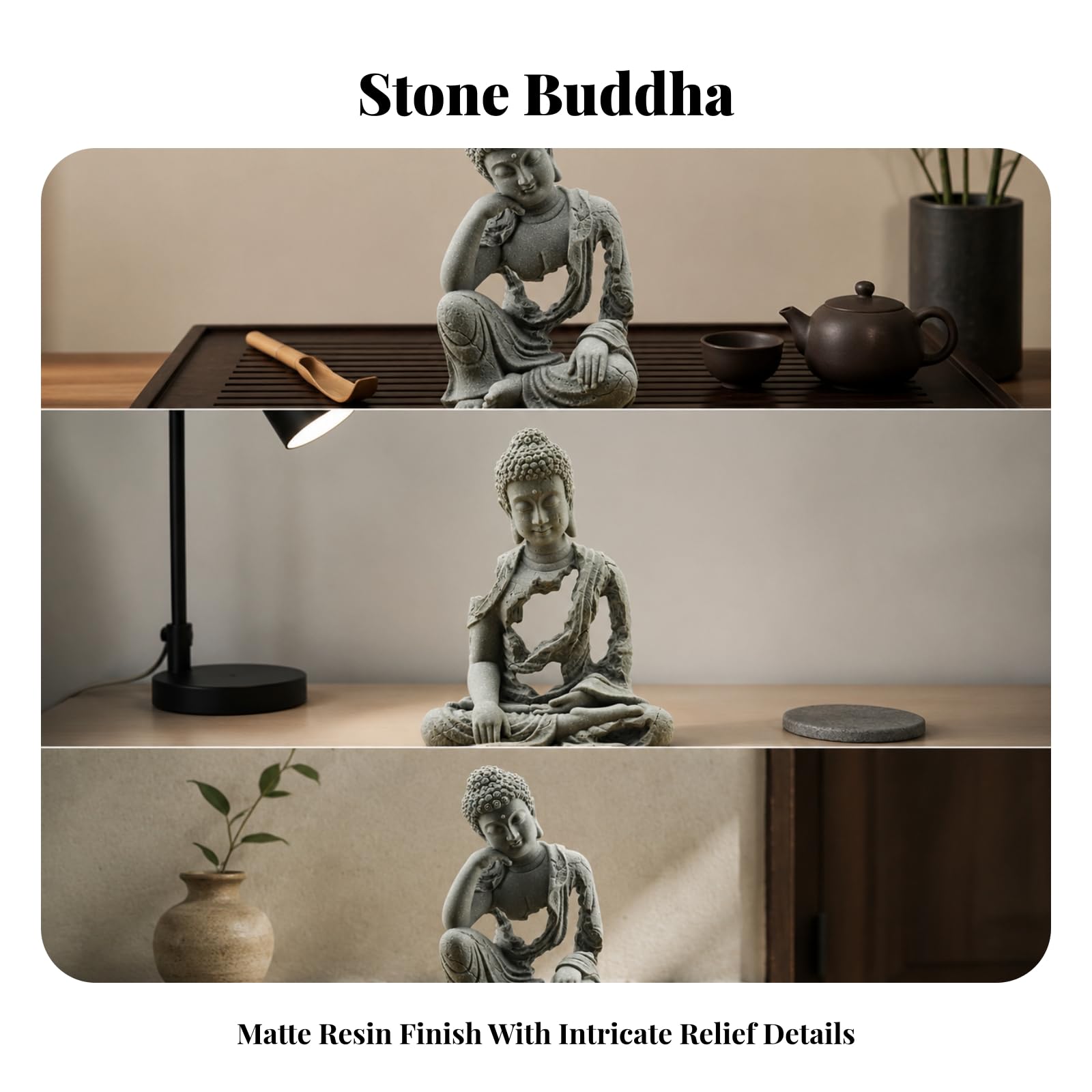 predolo Escultura Buda con Calados Serena Estatua Buda, corativo, coración, para Escritorio, Recibidor, 21 Cm
