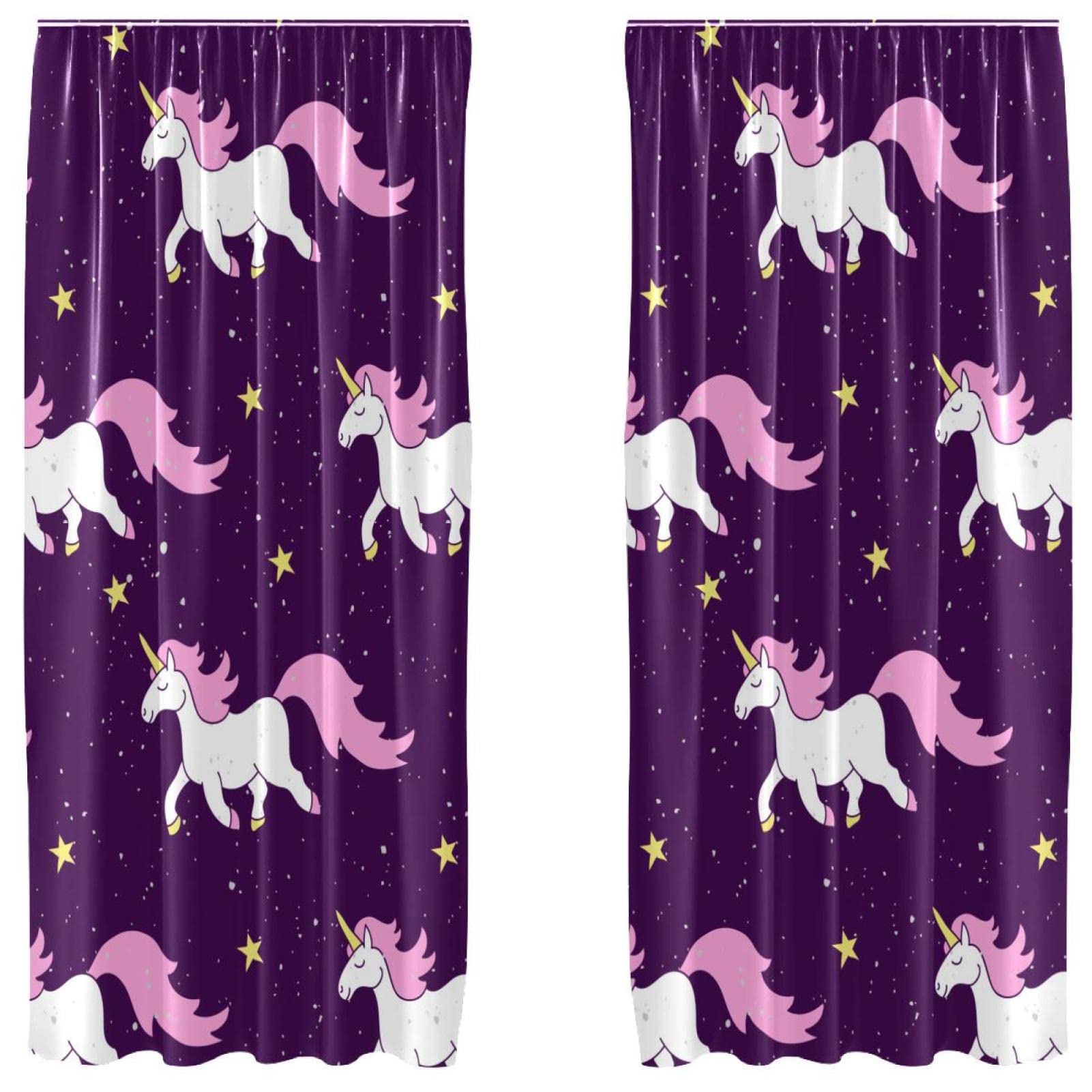 Cortinas para cuarto infantil de unicornios que reducen el reflejo solar juego de 2 piezas