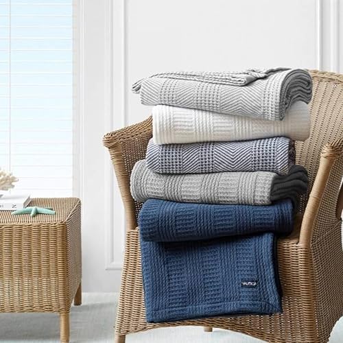 Miniatura 4 de Nautica - Manta tamaño King, ropa de cama tejida de algodón texturizado, ideal para cama o sofá, certificado Oeko-Tex (rayas blancas de ropa)