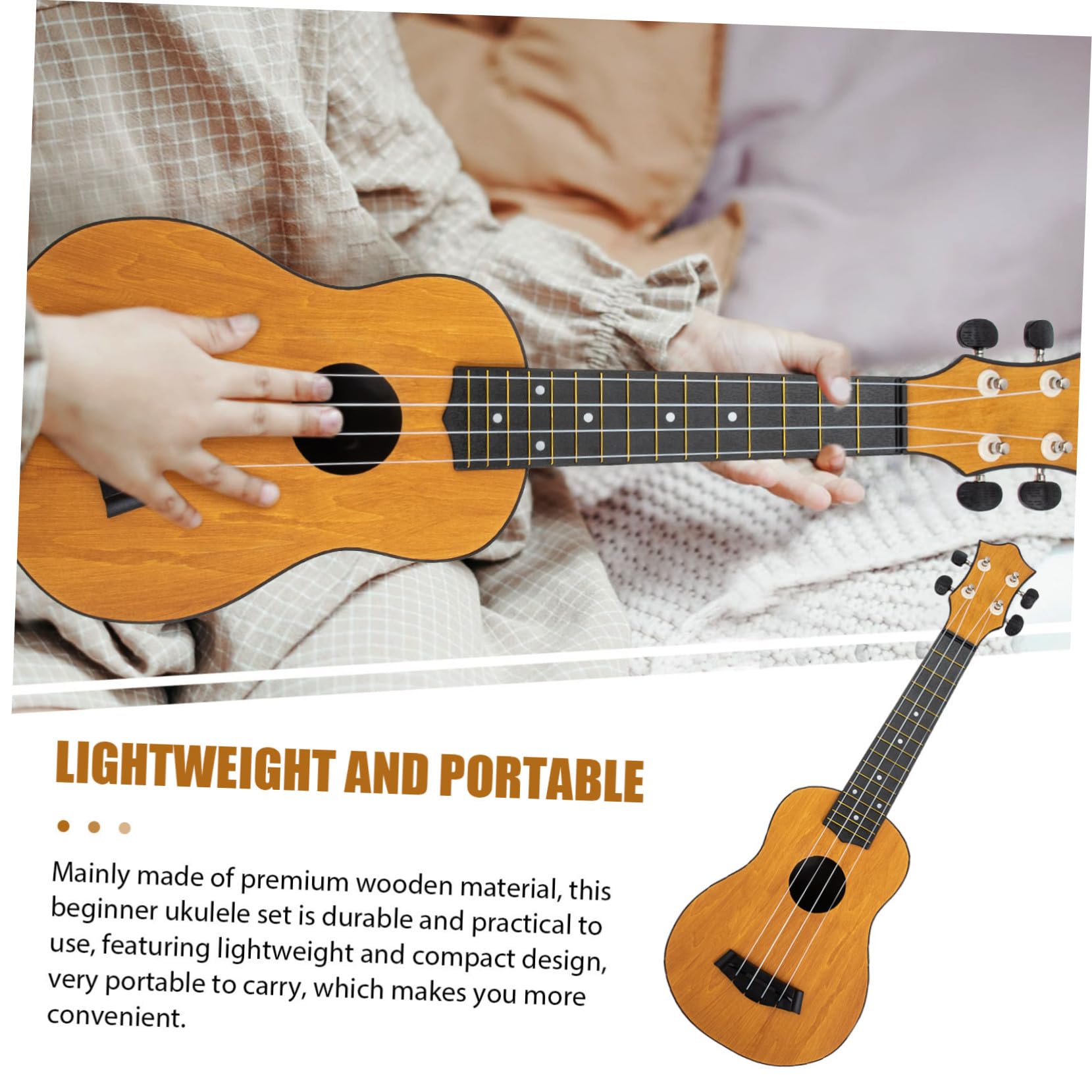 GALPADA Ukulele Acustico Corde Piccolo per Ragazzo Ragazza di Ukulele per Principianti Strumento Musicale Educativo Giocattolo per Ragazzo Ragazza Dorso Arcuato e Suono Pieno