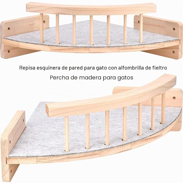 Foto 6 de 8 de Juego de pared de escalada para gatos con percha de esquina y 3 niveles, esquina para gatos con 3 escalones