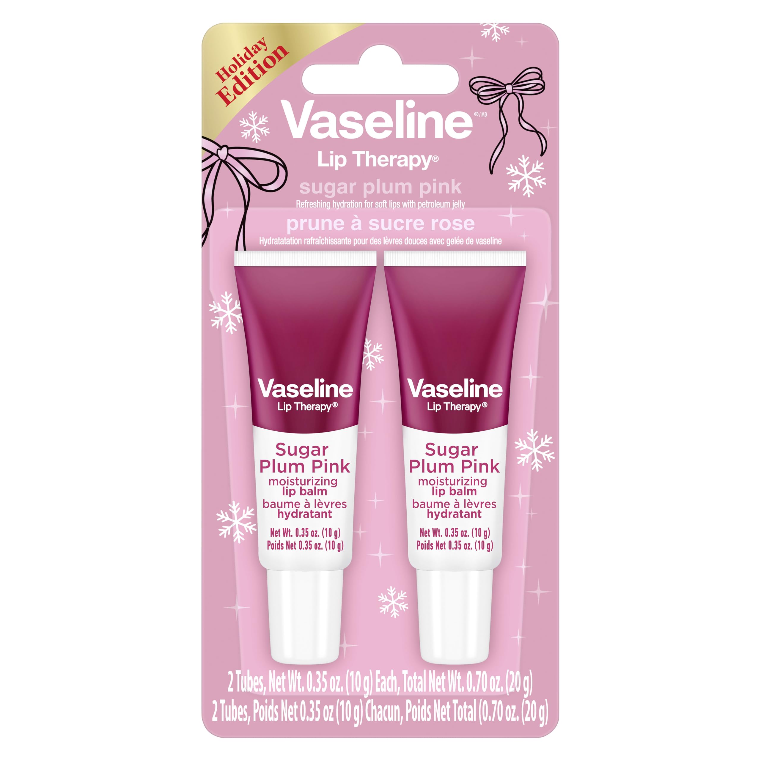 Vaseline Lip Therapy Sugar Plum Pink Tubes 2x10g : Amazon.ca