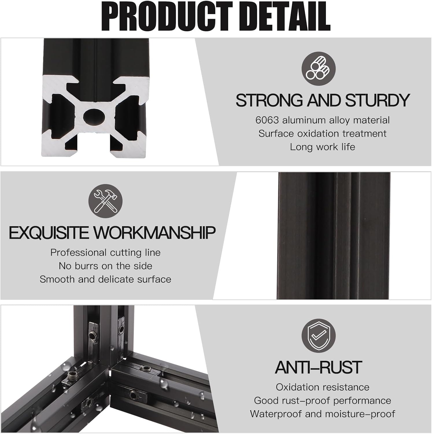 4pcs 400mm V Slot 2020 Aluminum Extrusion European Standard Anodized Black Linear Rail for 3D Printer Parts and CNC DIY (15.8inch)