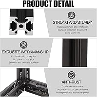 Vista 3 de 4 piezas de extrusión de aluminio 2020 con ranura en V de 23.622 in, riel lineal negro anodizado estándar europeo para piezas de impresora 3D y CNC