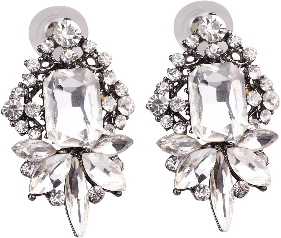 Art Deco Antique Gatsby Vintage Style Rhinestone Wedding Bridal Prom Earrings