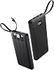 Cargador Portátil con Cables Integrados, Delgado 10000mAh Banco de Energía con USB C, Accesorios de Viaje Batería Externa 5 Salidas 2 Entradas Pantalla LED Compatible con iPhone/Android y Más (Negro) Certificado ClimatePartner 1