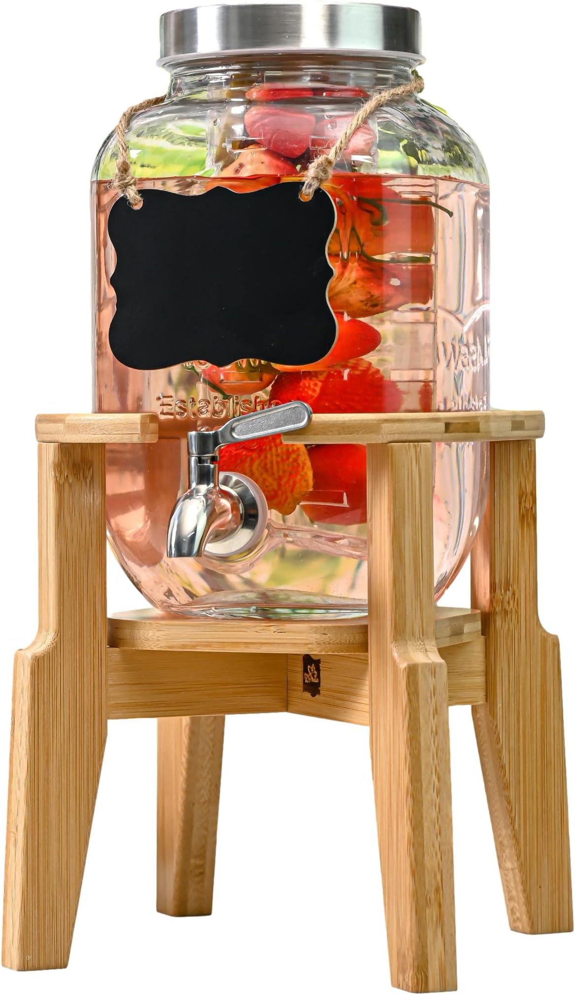 Circleware Breeze Glass Beverage Dispenser with Base Metal