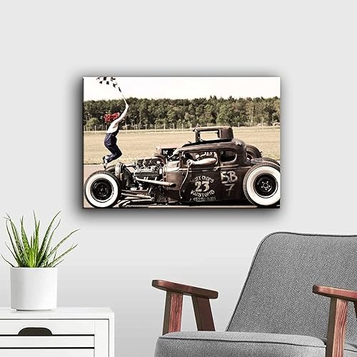 Miniatura 6 de Póster de carreras de Hot Rod Drag Racing, lienzo decorativo para pared, para sala de estar, dormitorio, decoración del hogar, impresiones de 20 x