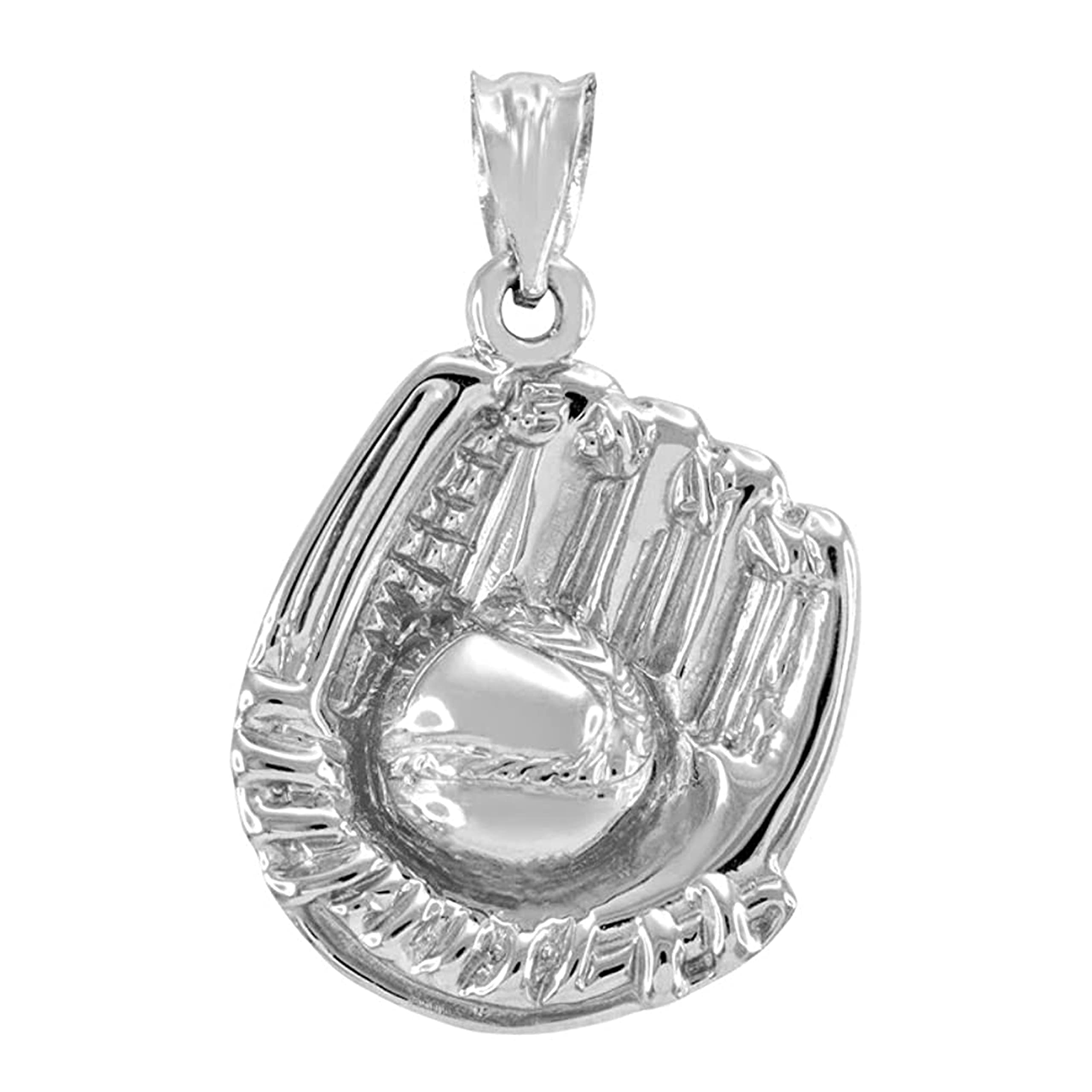 Claddagh GoldSports Charms Solid 925 Sterling Silver Softball Glove and Ball Charm Pendant