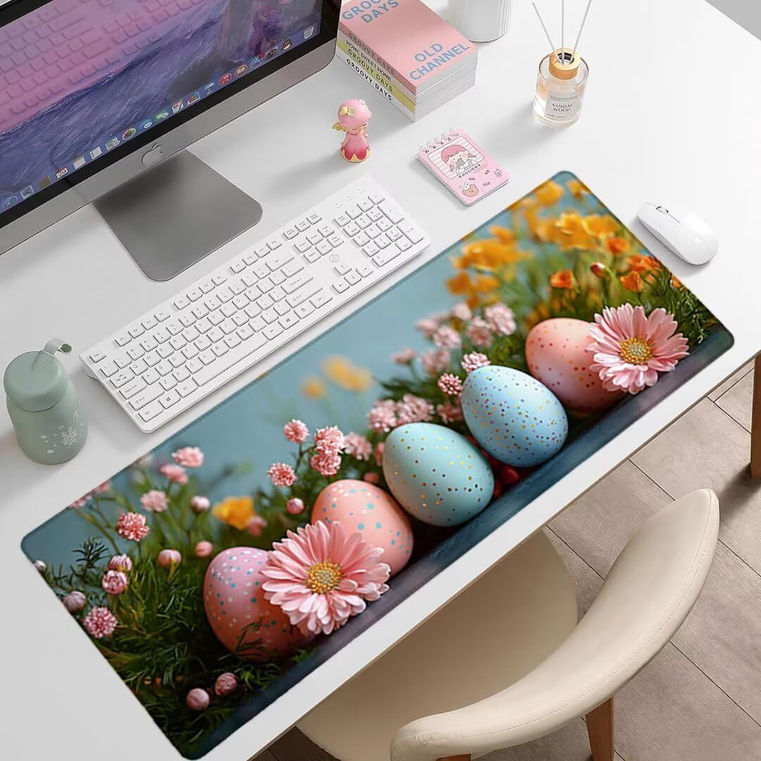 Podkładka pod mysz XXL Flower - 1400x600x3mm - Duża mata na biurko z przeszytymi krawędziami Wodoodporna antypoślizgowa do komputera, laptopa poprawia precyzję i szybkość. -36532