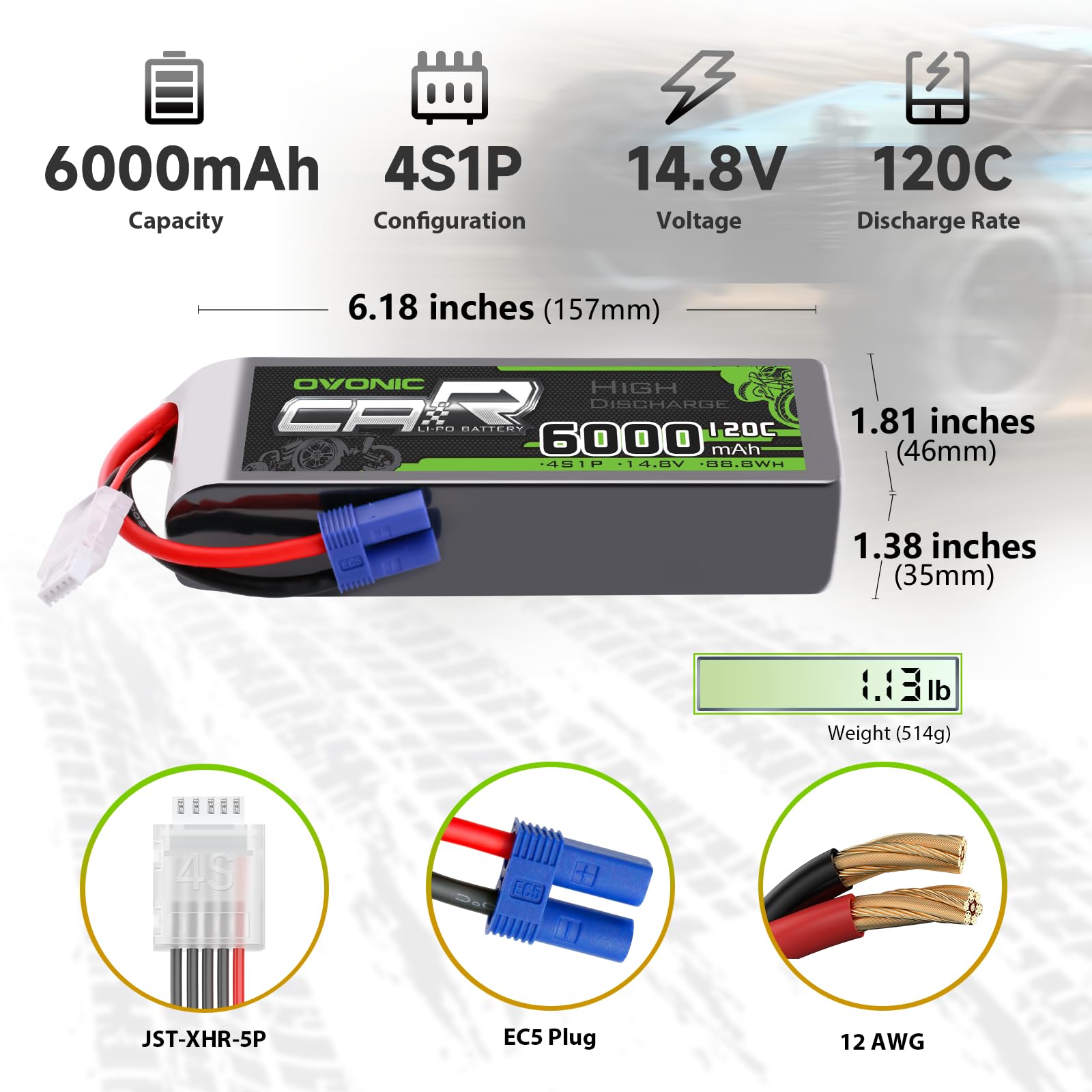 GENSACE 6500 MAH 11,1 V 60C EC5 3S 1 P Bashing Batterie / Pile Lipo Eens Ace EUR 82,25 - FR