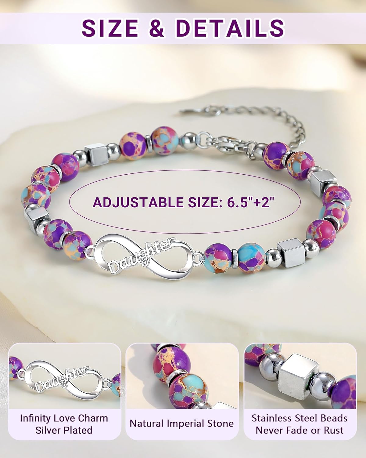 Infinity Love Bracelets for Daughter, Birthday Christmas Valentines Mothers Day Gifts - Image 3