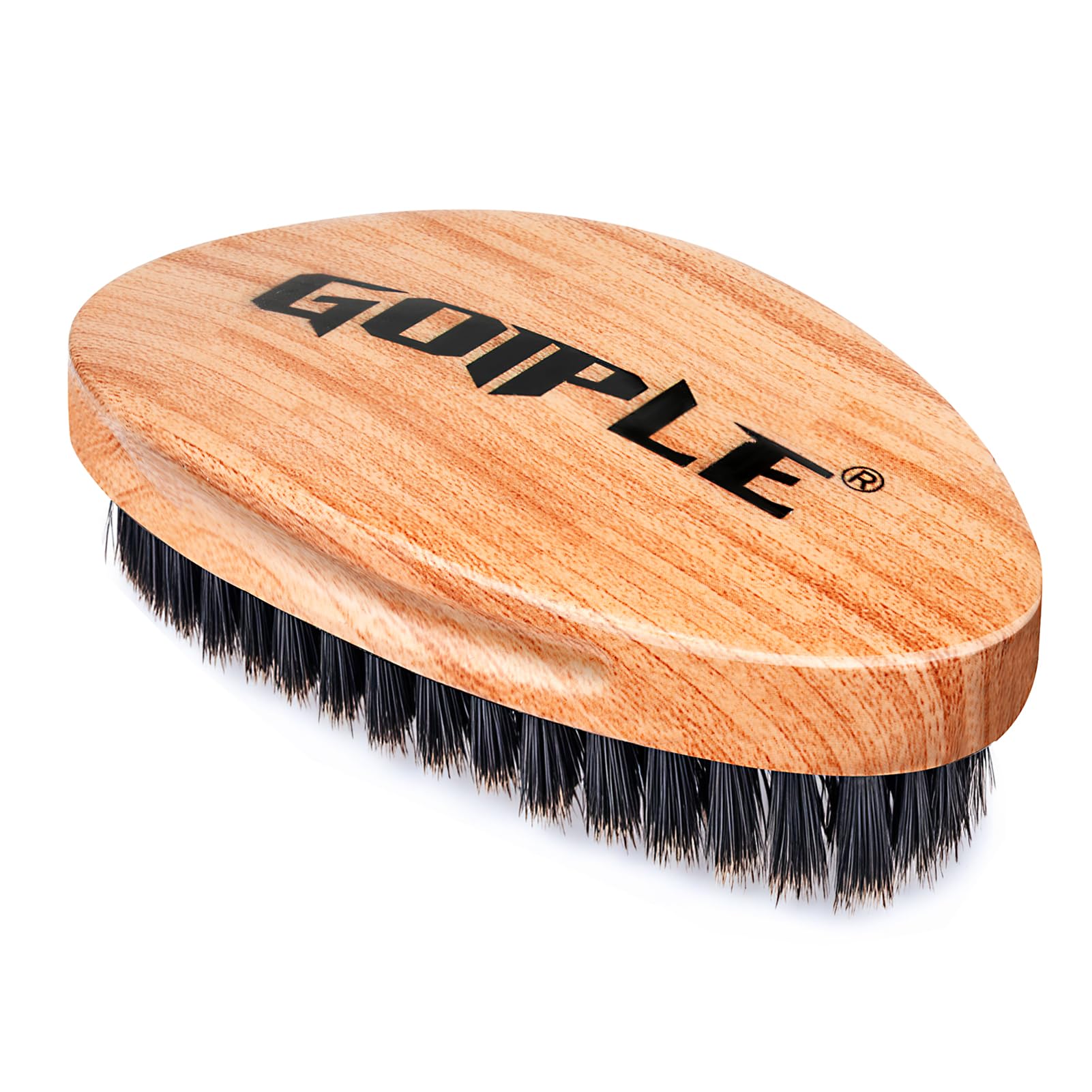 360 Curved Wave Brush For Men & Beard - Soft Hard Palm Wave Hair Brushes Wave Styler Great for Wolfing - Made with Beech Mix Nature Boar Bristle Brush for Barbers & Daily Use Black Hair (Coffee)