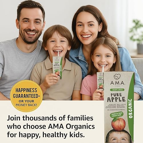 Miniatura 4 de AMA TIME Cajas de jugo de manzana orgánica para niños, paquete de 24, 6.76 onzas líquidas cada una, con vitaminas A y C, USDA orgánico, sin azúcar