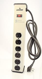 Leviton 5100-IPS 120 Volt, 15 Amp, Surge Protected, 6-Outlet Strip with Switch, Heavy Duty, 6-Ft, Beige
