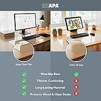 Vista 6 de Ilyapa Tapete de escritorio de oficina, tapete texturizado transparente, 47 x 23 pulgadas, protector de escritorio de plástico transparente