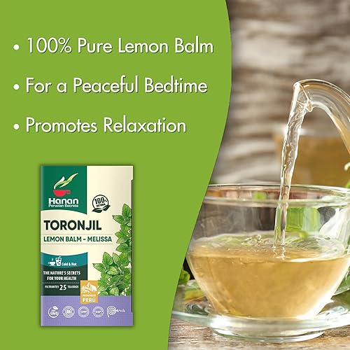Miniatura 10 de Hanan Peruvian Secrets Té de bálsamo de limón (Toronjil) - 150 bolsitas de té de hierbas - Hierba Melissa para relajar el té de hierbas - Hojas de