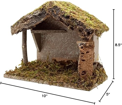 Miniatura 4 de VILLAGE GIFT IMPORTERS Nativity Creche - Estable | 8.5 pulgadas de alto 10 pulgadas de ancho | Techo y suelo de musgo realista | Trabajo de textura