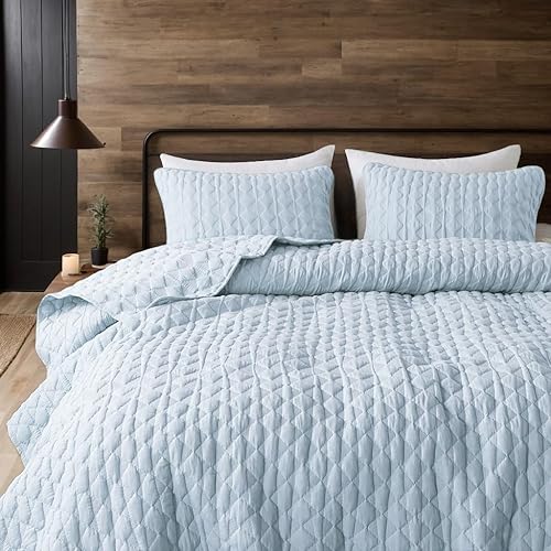 Miniatura 8 de WDCOZY Juego de ropa de cama tamaño individual con 1 funda de almohada, colcha ligera y suave, funda de edredón fina para todas las estaciones, 2