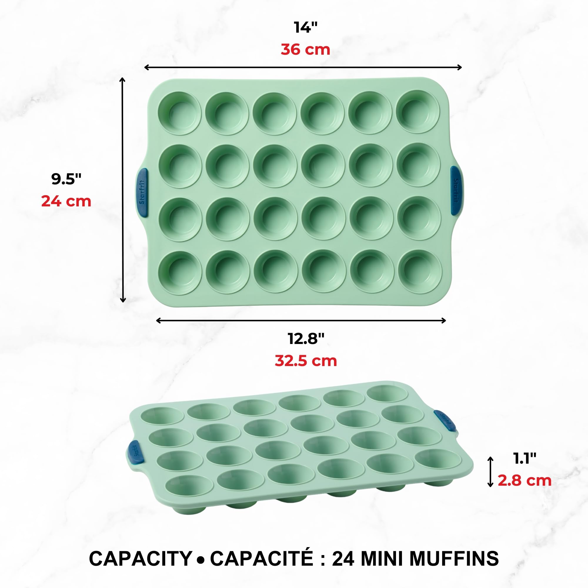 STARFRIT Moldes de silicona para hornear, 24 mini magdalenas