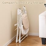 INFANS Chaise haute bébé, chaise haute portable pliable rapide pour les bébés et les tout-petits avec repose-pieds réglable PU Siège, Chaises hautes compactes pour bébé de 6 à 36 mois (Beige)