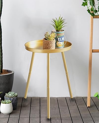 Miniatura 17 de AOJEZOR Mesa auxiliar: mesa auxiliar para cualquier habitación - Mesas auxiliares pequeñas para espacios pequeños, todo negro mate con 3 patas Negro